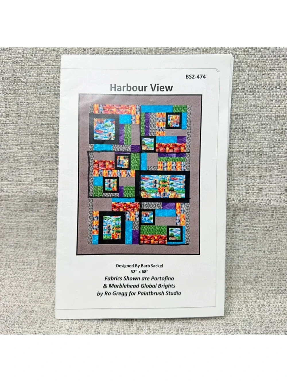 Harbour View Quilt Pattern Barb Sackel BS2474 Modern Quilt 52x68 Sewing Quilting